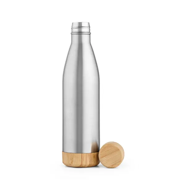 Garrafa personalizada em aço inox reciclado tampa em bambu 800 ml Garrafa personalizada em aço inox reciclado tampa em bambu 800 ml