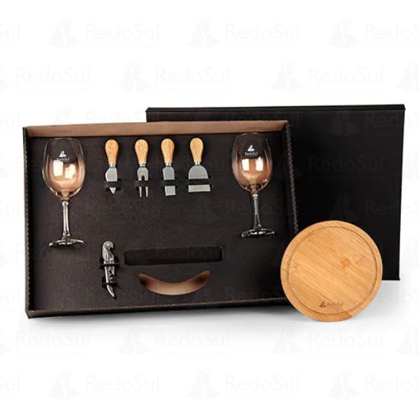 RD 7090003-Kit Queijo e Vinho Personalizado 8 Peças