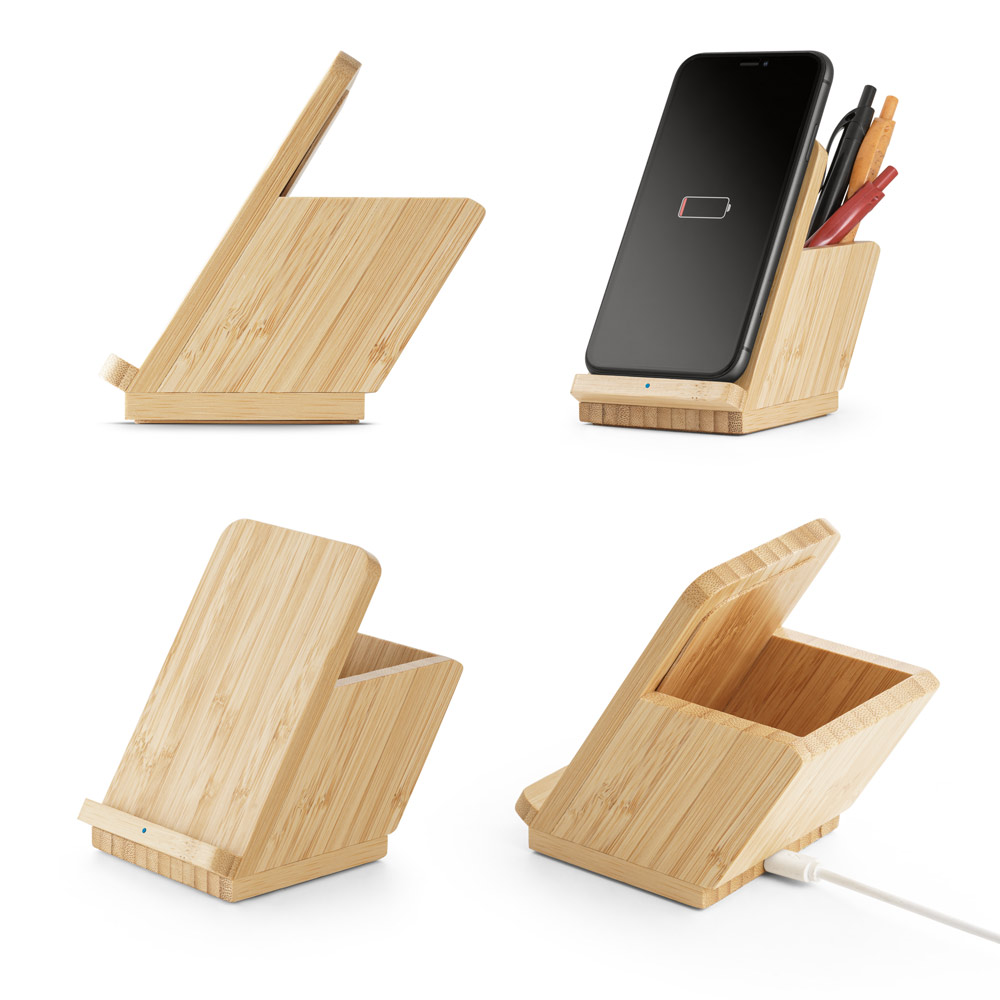 Carregador wireless em bambu personalizado