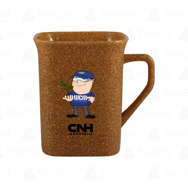 Caneca Ecológica Quadrada  Personalizada de Fibra de Madeira 250 ml