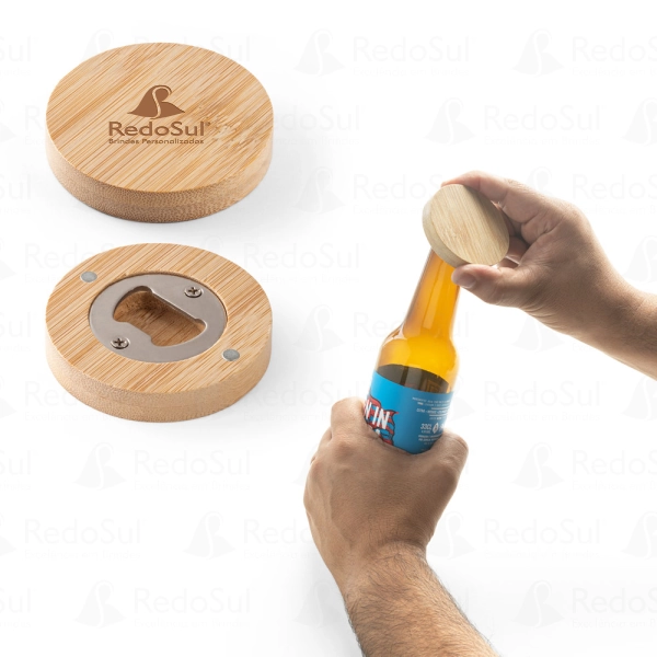 RD 94573-Porta copos personalizado em bambu com descapsulador