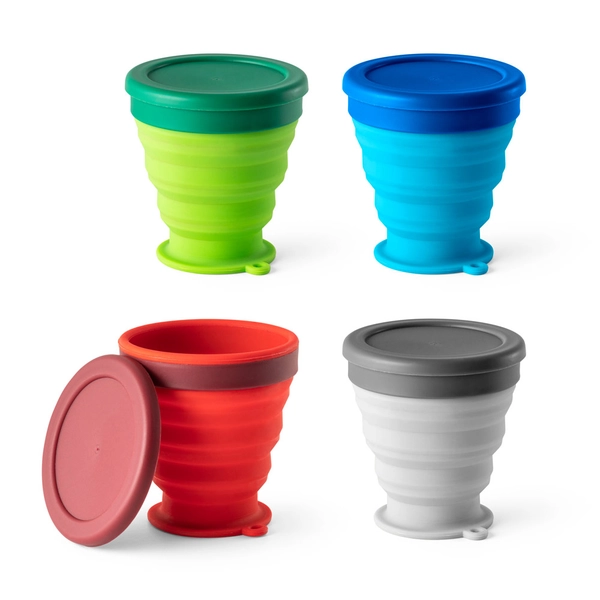 RD 94696-Copo de viagem personalizado em silicone com tampa em PP dobrável  capacidade de 240 ml