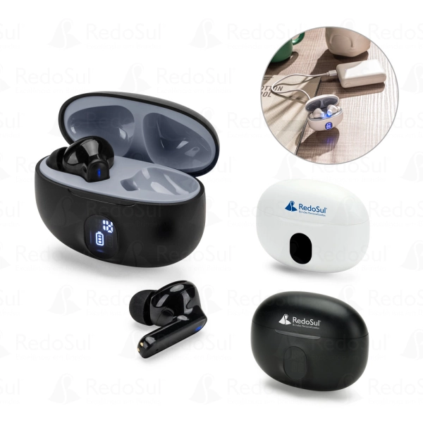 RD 97188-Fones de ouvido wireless personalizado ABS autonomia de 4 horas