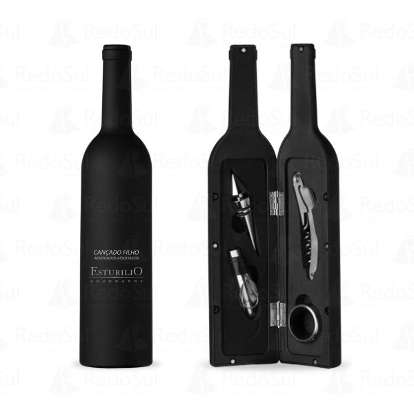 Kit Vinho Personalizado Formato Garrafa com 4 Peças